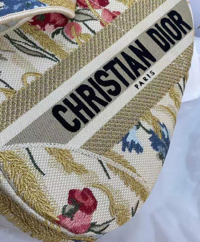 Christian Dior Saddle Bag Canvas with Leather Yellow